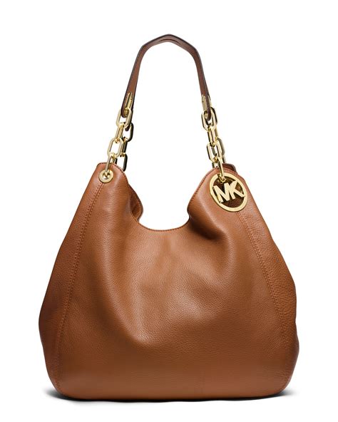 michael kors fulton signature large shoulder tote brown|Michael Kors fulton shoulder bag.